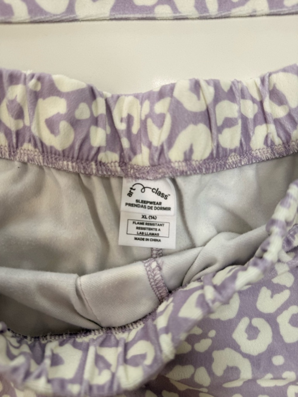 art class Lilac and White Leopard Print Kids Pajama Set - Picture 3 of 7